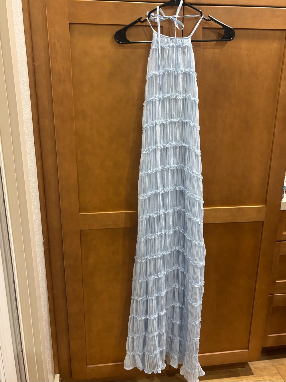 Pepper Mayo Light Blue Halter Maxi Dress - Picture 3 of 8